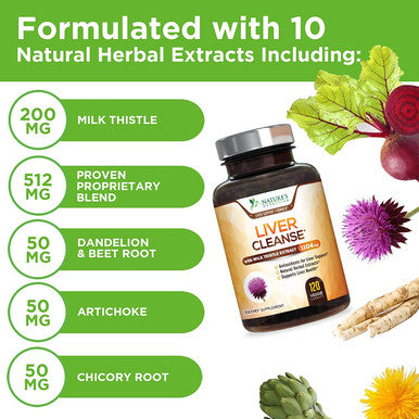 Gentle Liver Cleanse Detox & Repair - Natural 21 Herb Formula with Milk Thistle, Silymarin, Beet, Artichoke, Dandelion, Chicory Root - Premium Liver Support for Men & Women - 120 Vegan Capsules