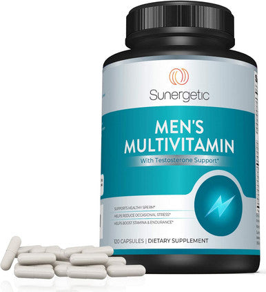 Sunergetic Premium Men S Support Supplement Powerful Multivitamin Supports Energy, Stamina, Endurance & Stress Management With Zinc, Ashwagandha, Maca, L-Carnitine & Vitamins 120 Capsules