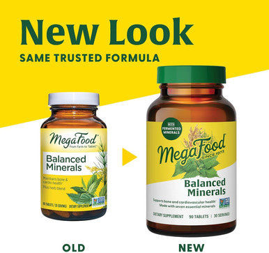 Megafood Balanced Minerals - Calcium, Fermented Magnesium Glycinate, Zinc, Selenium, Gtf Chromium, Molybdenum, Nettle Leaf, Horsetail Leaf - Made Without 9 Food Allergens - 90 Tablets (30 Servings)