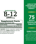 Nature's Bounty Vitamin B12 2500mcg 75 Tablets