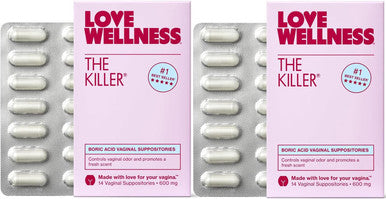 Love Wellness 600mg Boric Acid Vaginal Suppositories For internal use Fragrance free paraben free Individually wrapped for freshness Capsule shaped design Women s wellness