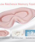 Dec.Metu Sleep Mask 3D Eye Mask For Sleeping 100% Light Blocking Eye Covers With Adjustable Strap Night Blindfold For Women Memory Foam Pink