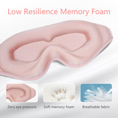 Dec.Metu Sleep Mask 3D Eye Mask For Sleeping 100% Light Blocking Eye Covers With Adjustable Strap Night Blindfold For Women Memory Foam Pink