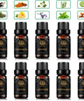 Aromatherapy Black Pepper Essential Oil Set for Diffuser, 100% Pure Cedar Essential Oil Kit for Humidifier, 10x10ml Therapeutic Grade Essential Oils Set - Cinnamon, Cypress, Jasmine, Sandalwood Oils