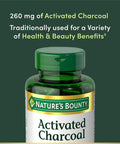 Nature's Bounty Activated Charcoal Dietary Supplement To Support A Healthy Lifestyle 260 Mg 100 Capsules