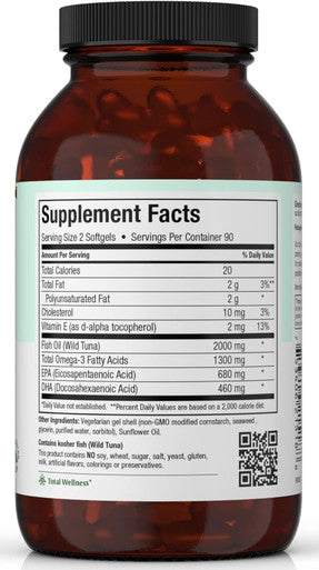 Maxi Health Omega 3 Supplement - Omega-3 Fish Oil Concentrate - Higher Potency Source of EPA/DHA Fatty Acids - Heart Brain & Joint Health - Kosher Wild Caught Marine Fish - 180 Vegetarian Softgels
