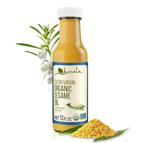 Kevala Organic Extra Virgin Sesame Oil ÃƒÂ¢Ã¢â€šÂ¬Ã¢â‚¬Å“ 17.5 lb, Body Care and Hair Care | High Smoke Point Vegetable Oil for Cooking and Baking, Made with Organic Sesame Seeds, Non-GMO, Kosher, Skin Care Uses