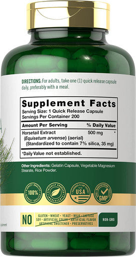 Carlyle Silica Supplement Capsules | 200 Count | from Horsetail Extract | Non-GMO & Gluten Free
