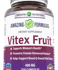 Amazing Nutrition Formulas Vitex Fruit 400mg 250 Capsules Supplement | Non-GMO | Gluten | Made in USA