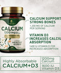 Calcium 1200 Mg With Vitamin D3, Calcium Supplement Vitamins, Supports Bone Strength, Teeth & Immune System, Calcium Supplements For Women & Men, Nature'S Absorbable Calcium Carbonate - 240 Tablets