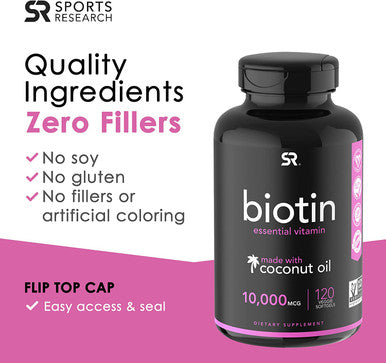 Sports Research Biotin 10000mcg 120ct Apple Cider Vinegar Capsules 120ct