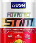 USN Amino Stim EAAs (Essential Amino Acids) + Energy, 125mg Caffeine, 6g Essential Amino Acids, Hydration Complex, Muscle Growth Recovery, Fruit Punch, 10.05 Ounce (Pack of 1),30 Serving,F1AMS0002030
