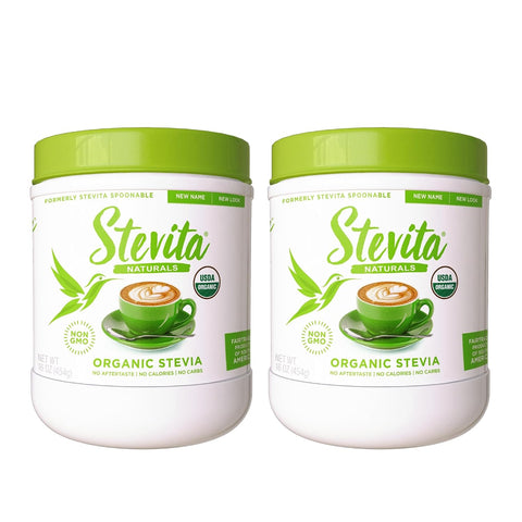Stevita Organic Stevia 16 oz Pack of 2 Stevia & Erythritol AllNatural Sweetener No Calories USDA Organic NonGMO Vegan Keto Paleo Gluten 1816 Total Servings