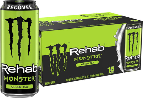 Monster Rehab Tea + Lemonade + Energy, Energy Drink 15.5 Ounce | Energy Iced Tea, Pack of 15