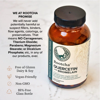 Rootcha Quercetin With Bromelain - Bioactive Fava D'Anta Derived Quercetin With 2400 Gdu/G Bromelain 120 Capsules