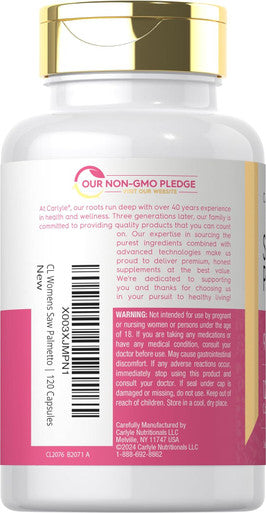 Carlyle Saw Palmetto for Women 900mg | 120 Capsules | Full Spectrum Complex | Non-GMO Gluten Supplement | for Her