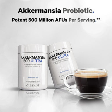 Codeage Akkermansia Muciniphila Probiotic Ultra - High-Potency 500M AFUs Akkermansia Probiotic Supplement - Enhanced Daily Probiotic & Prebiotic Chicory Inulin - 3-Month Supply - 90 Capsules