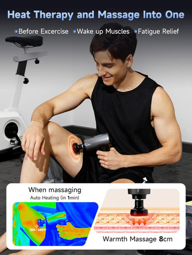 Deep Tissue Massage Gun With Heat Head, Handheld Muscle Massage Gun With Carry Case, Electric Muscle Massage Gun With 6 Replacements For Athletes Home Gym Gift, Fsa And Hsa Eligible