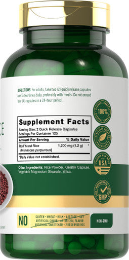 Carlyle Red Yeast Rice | 250 Capsules | Non-Gmo, Gluten Free Supplement