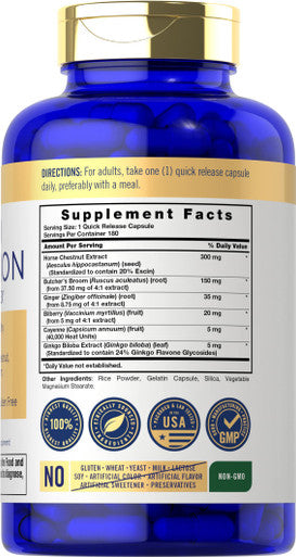 Blood Circulation Supplement | 180 Capsules | Supports Healthy Circulation | Non-Gmo, Gluten Free | By Carlyle