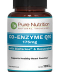 Pure Nutrition Bio Coenzyme Q10-175Mg 120 Veg Caps Coq10 With Bioperine & Arjuna Extract Nutrient-Rich Botanicals For Daily Wellness Non-Gmo