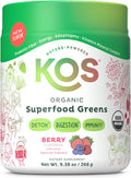 Kos Organic Superfood Greens Powder - Gut Health From Prebiotic Fiber Supergreens And Adaptogens - Usda Certified Organic Made In A Gmp Certified Facility - 28 Servings Berry