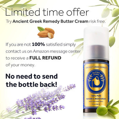 Organic Anti Aging Facial and Body Butter Cream for Dry Skin Face Hair Hands Cuticle Nails. Made of Almond Olive Jojoba Vitamin E Lavender oil. Day and Night Moisturizer for Men and Women
