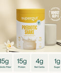 Supergut GLP-1 Boosting Prebiotic Shakes Vanilla ÃƒÂ¢Ã¢â€šÂ¬Ã¢â‚¬Å“ Gut Healthy Meal Replacement with 15g Fiber 15g Protein & 5g Net Carbs - Keto Friendly - 8 Servings