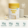 Supergut GLP-1 Boosting Prebiotic Shakes Vanilla Gut Healthy Meal Replacement with 15g Fiber 15g Protein & 5g Net Carbs - Keto Friendly - 8 Servings