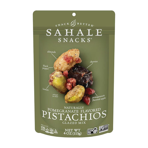 Sahale Snacks Pomegranate Vanilla Cashews, 4 oz Pouches (6 Packs) - Dry-Roasted Deluxe Mixed Nuts with Pomegranate Infused Apples & Madagascar Vanilla - Non-GMO, Kosher, & Certified Gluten-Free Snacks