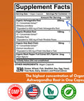 Ashwagan Organic 6005mg, Organic Rhodiola Rosea, Organic Holy Basil Tulsi, Organic Black Extract, Relief, Mood Enhancer, Relaxation, Focus, Thyroid Support, 90 Veggie Capsules