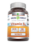 Amazing Formulas Vitamin B6 Pyridoxine 200Mg 100 Tablets Supplement | Non-Gmo | Gluten Free | Made In Usa