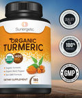 Sunergetic USDA Certified Organic Turmeric Supplement ÃƒÂ¢Ã¢â€šÂ¬Ã¢â‚¬Å“ Includes Organic Turmeric & Organic Black Pepper ÃƒÂ¢Ã¢â€šÂ¬Ã¢â‚¬Å“ 1,400mg of Turmeric per Serving - 180 Count