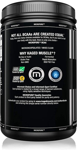 KAGED MUSCLE Fermented BCAA Powder Plant Based Non-GMO Supports Protein Synthesis Vegan Friendly Branched Chain Amino Acids Aminos BCAAs Unflavored 72 Servings 14.1 Ounce
