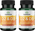Swanson Vitamin D Complex with Vitamins D2 & D3 - Complete Sunshine Vitamin Complex for Bone Dental & Immune Health - Vitamin Supplement ( 50 mcg 60 Veggie Capsules ) 2 Pack
