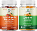 Bundle of Chewable Vitamin C Gummies & Daily Adult Chewable Multivitamin Gummies - to Improve Immunity & Hair Growth - Immune Booster for Adults and Natural Cold Remedy