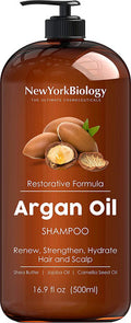 New York Biology Biotin Shampoo for Hair Growth and Thinning Hair with Moroccan Argan Oil Shampoo Thickening Formula for Hair Loss Treatment Moisturizing and Volumizing 16.9 fl Oz
