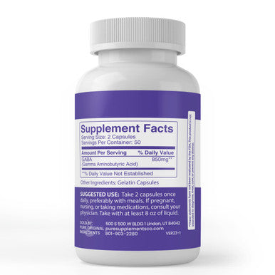 PURE ORIGINAL INGREDIENTS Gaba, (100 Capsules) Always Pure, No Additives Or Fillers, Lab Verified
