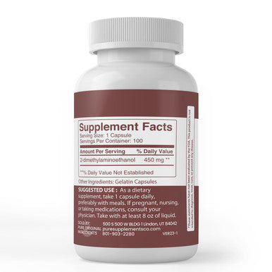 PURE ORIGINAL INGREDIENTS Dmae Bitartrate, (100 Capsules) Always Pure, No Additives Or Fillers, Lab Verified