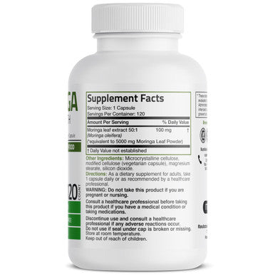 Bronson Moringa Extra Strength Capsules Moringa Oleifera Powder, 120 Count