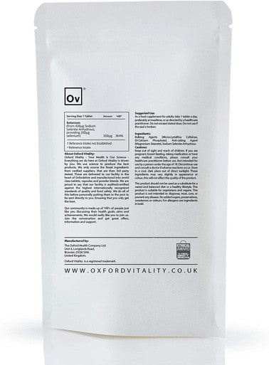 Selenium Tablets | 200mcg Supplement | for Immune System & Thyroid Health | Oxford Vitality