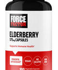 Force Factor Elderberry Capsules Immunity Supplement and Antioxidants Supplement for Men and Women Daily Immunity Boost Vegan No Gelatin Non-GMO 100 Vegetable Capsules