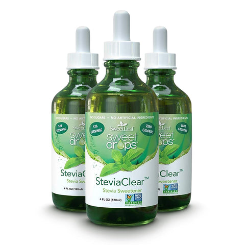 SweetLeaf SteviaClear Sweet Drops Natural Stevia Liquid Sweetener Pure Stevia Drops No Bitter Aftertaste Liquid Sugar Alternative Zero Calorie Keto NonGMO Stevia 4 Fl Oz (Pack of 3)