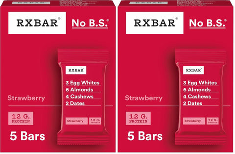 RXBAR Protein Bars, 12g Protein, Gluten Free Snacks, Strawberry, 9.1oz Box (5 Bars)