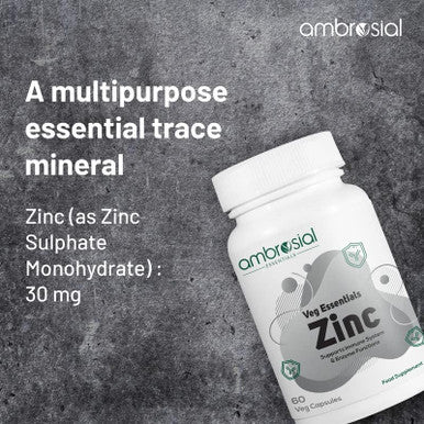 Ambrosial Ambrosial Zinc 30mg 60 Veg Capsules (Pack of 1-60 Capsules)