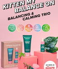 I Dew Care Skincare Set - Kitten My Balance On + Soft Silicone Face Mask Brush + Face Wash Headband - White Cat Bundle