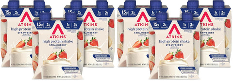 Atkins Milk Chocolate Delight High Protein Shake, 15g Protein, 12 Count | 15g Protein, 3g Fiber, 2g Net Carb, 1g Sugar, Chocolate Flavored, Keto Friendly, Ready to Drink, 12 Count