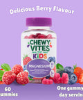 Chewy Vites Kids Magnesium 2 Months Supply 60 Kids Vitamins Gummies 500mg Magnesium Citrate Providing 56mg per Gummy Real Fruit Juice Age 3 + Berries Flavour