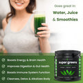 Nutrachamps Super Greens Powder Premium Superfood | 20+ Organic Green Veggie Whole Foods | Wheat Grass Spirulina Chlorella & More | Antioxidant Digestive Enzyme & Probiotic Blends