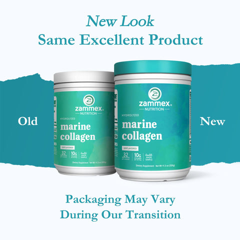 Zammex Marine Collagen Peptides Powder Unflavored Wild-Caught Fish Collagen Powder Supports Healthy Skin Hair Joints Type 1 & 3 Collagen Supplement For Women - Easy To Mix. (32 Servings)